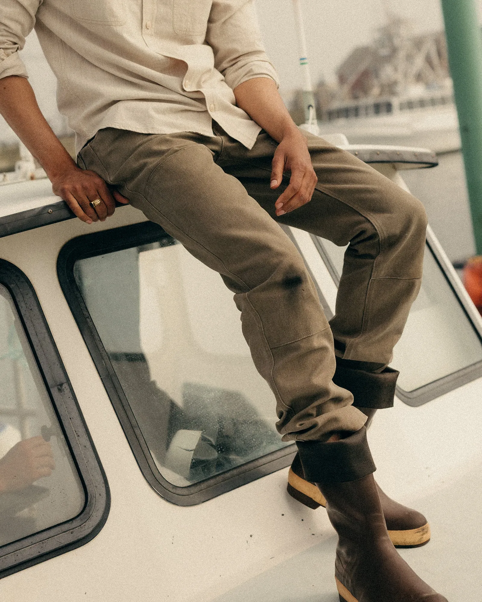 The Chore Pant in Stone Chipped Canvas Abrasion Resistant Fabric