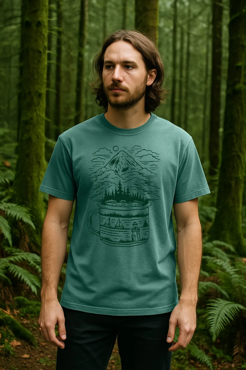 PNW Cup Tee-Vintage Green Indoor clothing