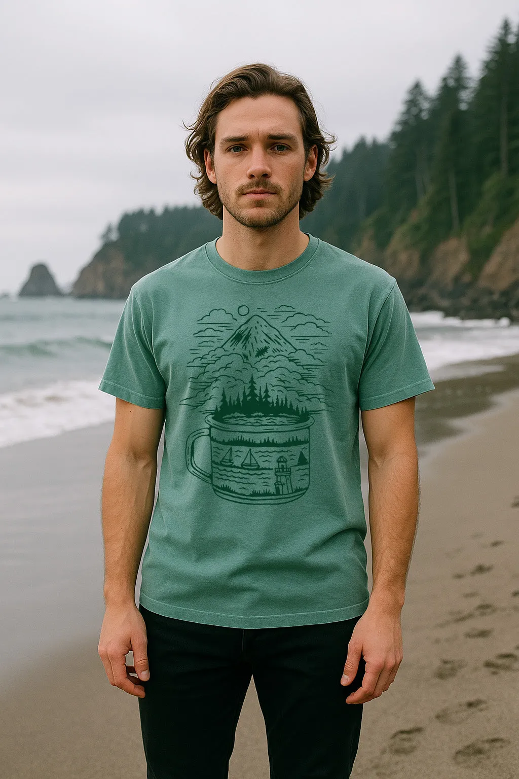 PNW Cup Tee-Vintage Green Sleeveless freedom Wrinkle Resistant Texture