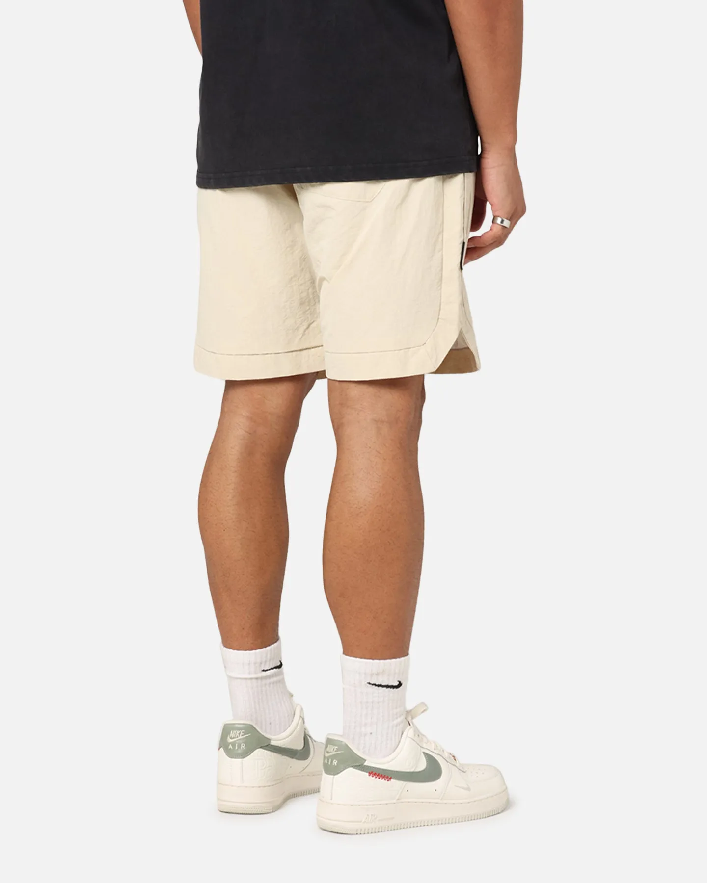 Effortless Comfort Saint Morta Gothic Monogram Nylon Shorts Dirty Blonde