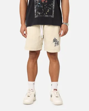 Saint Morta Gothic Monogram Nylon Shorts Dirty Blonde Sleek Fit