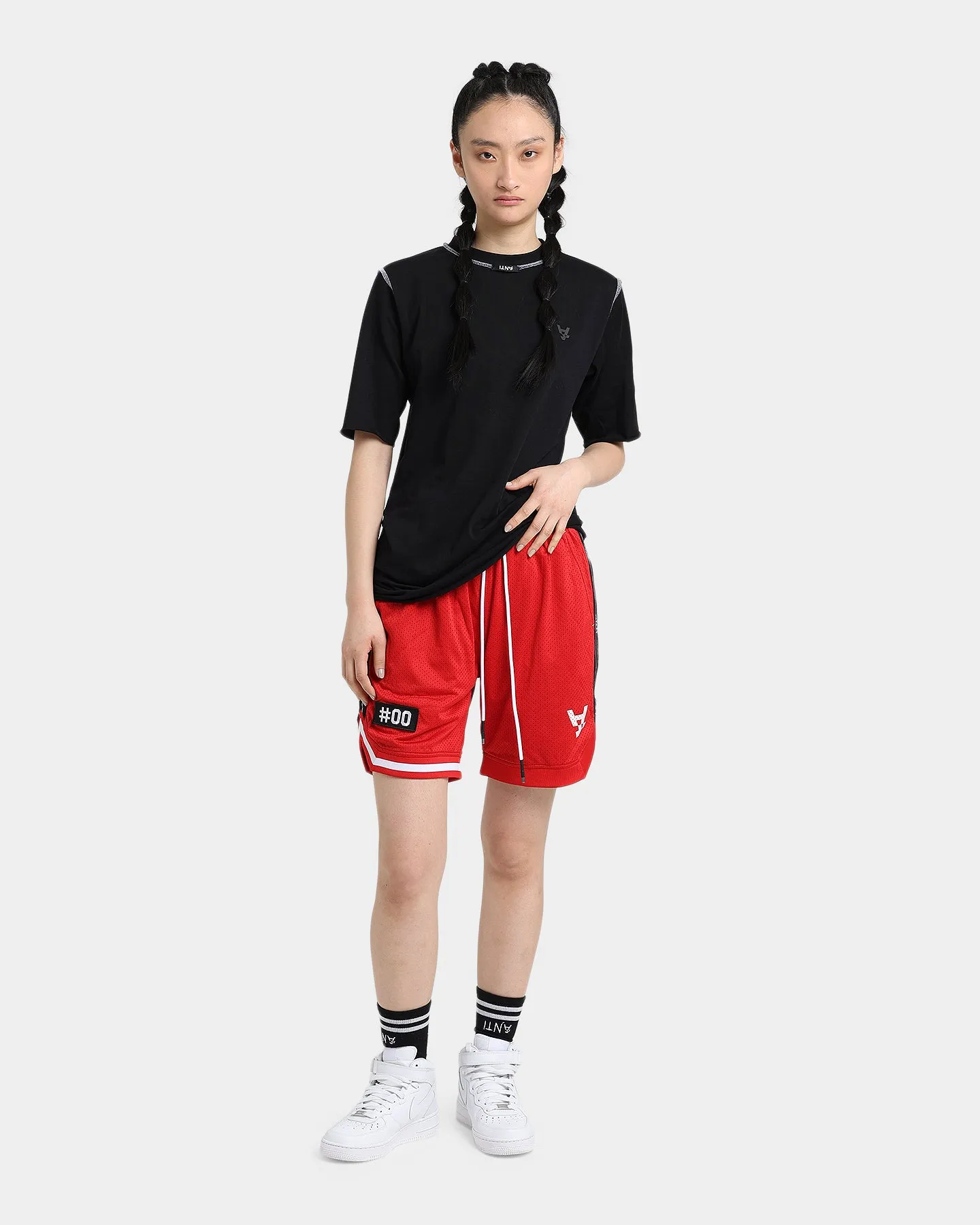 High Durability Weave The Anti Order Off Season Basketball Shorts Red/White