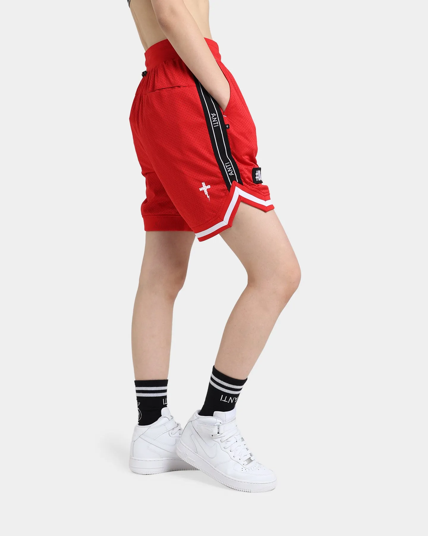 Sports Wear AntiStaticCoating The Anti Order Off Season Basketball Shorts Red/White