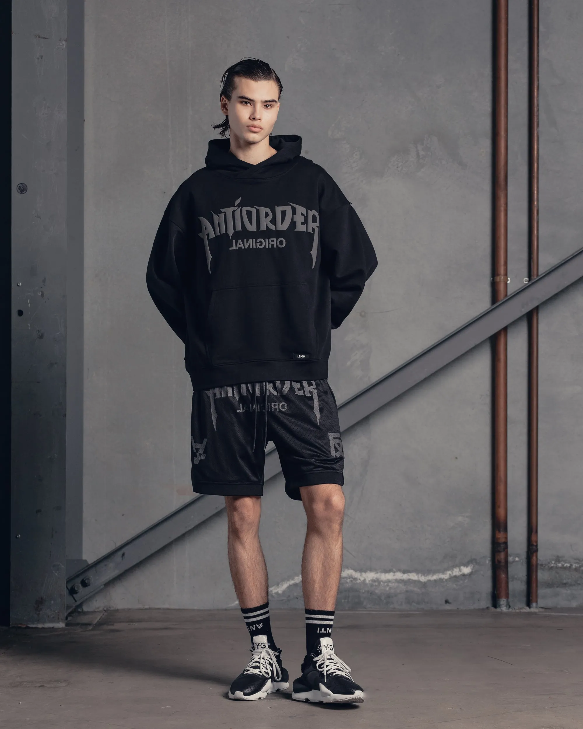 Sleek Cut Travel Friendly The Anti Order Shibuya Markets Mesh Shorts Black/Grey