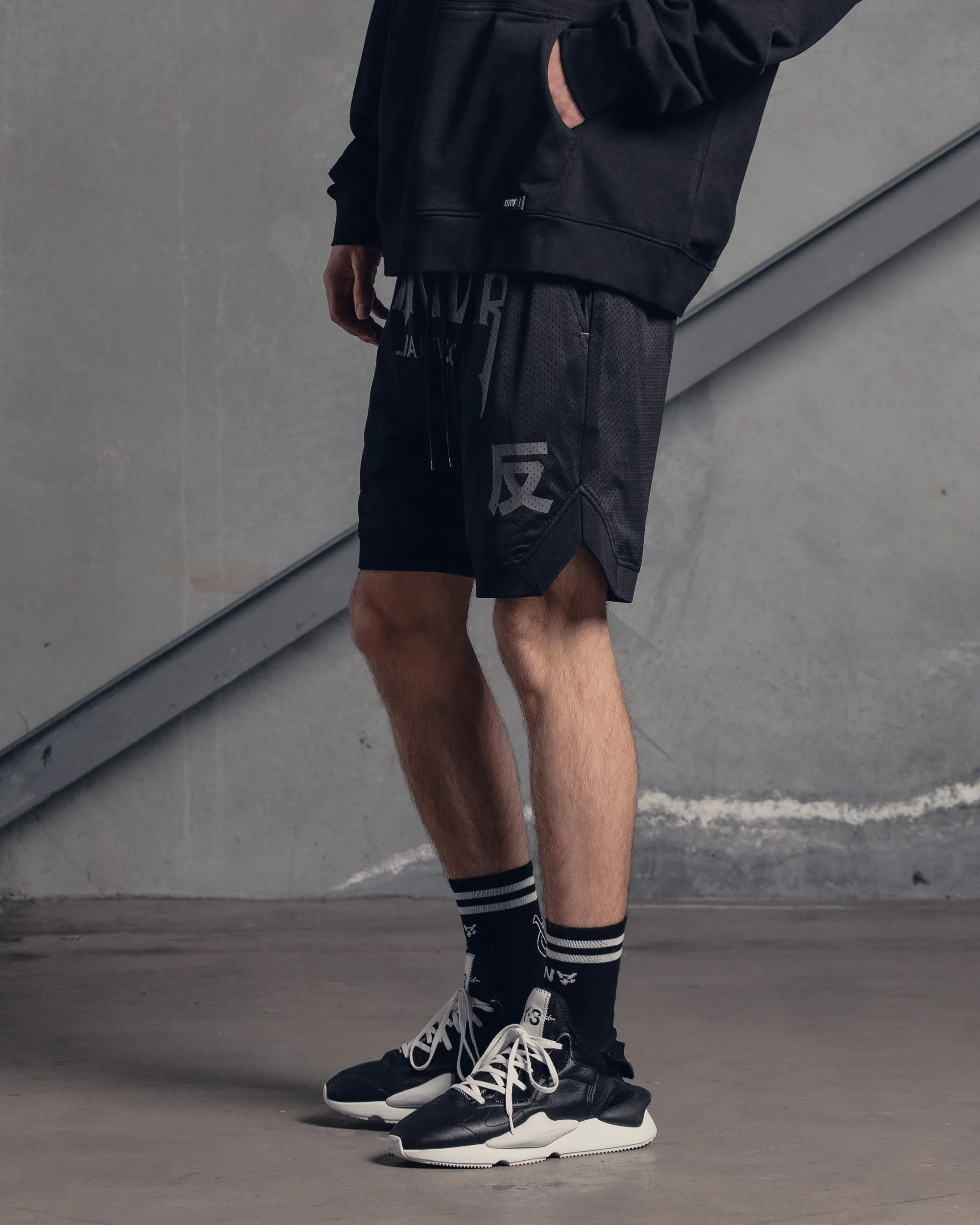 The Anti Order Shibuya Markets Mesh Shorts Black/Grey Travel Ready Regular Fit