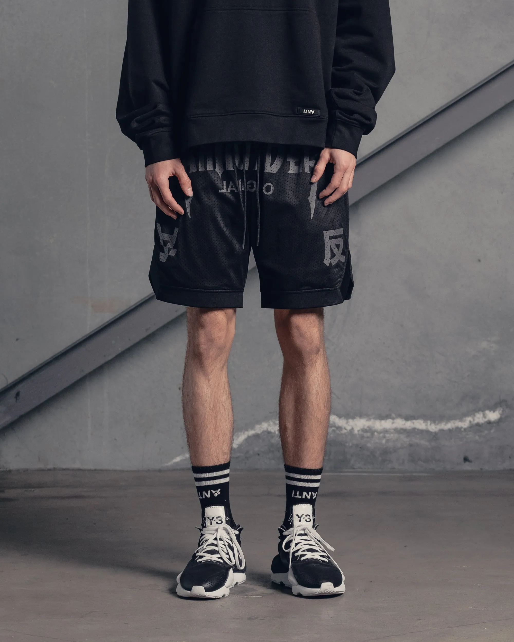The Anti Order Shibuya Markets Mesh Shorts Black/Grey neon colors