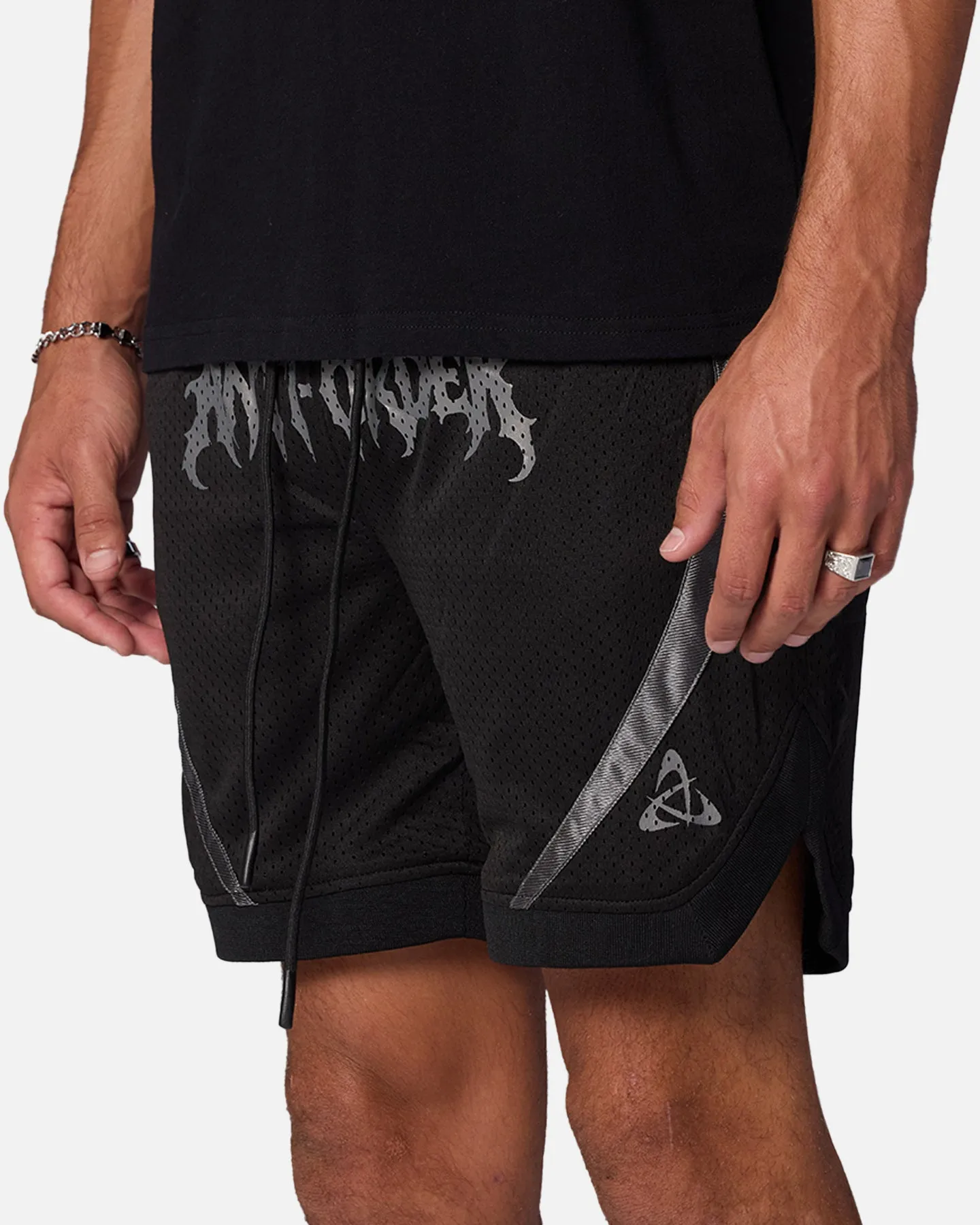 Animal Print Quick Drying The Anti Order Sparta Mesh Basketball Shorts Black/Grey