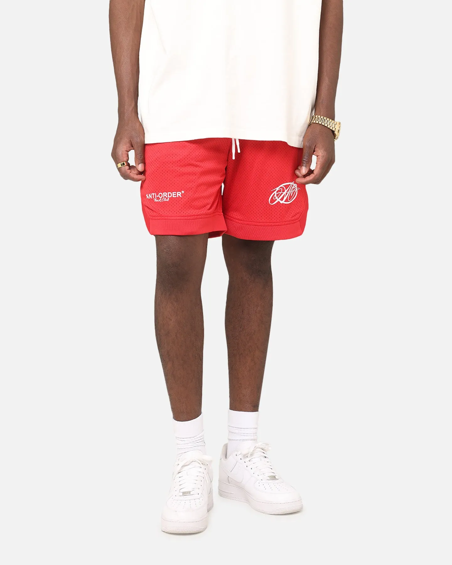 The Anti Order Track Club Basketball Shorts Red/White Non Slip Inner Grip Hypoallergenic Lining