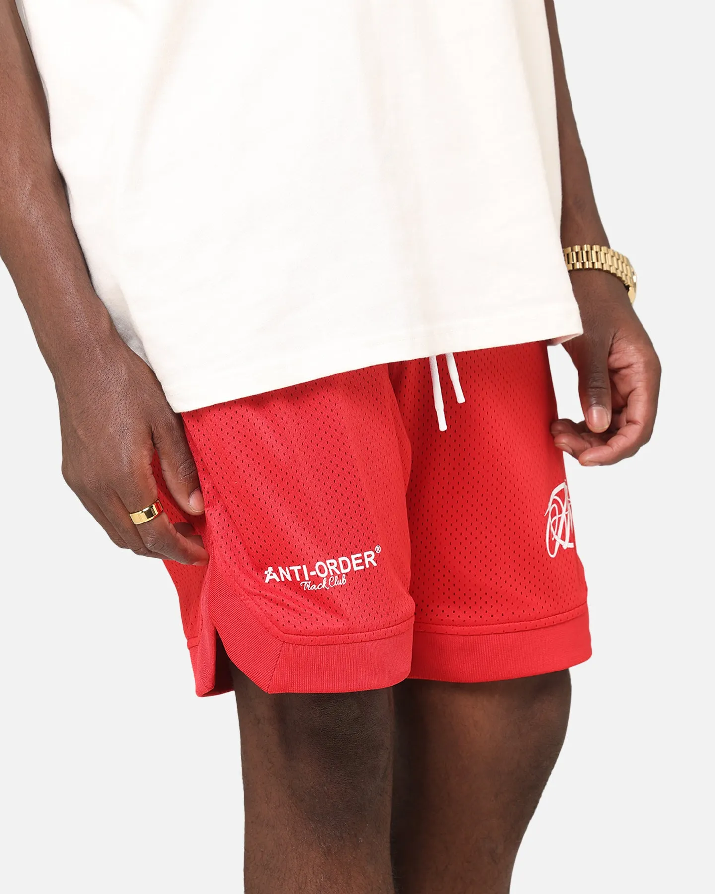 men's option Anti Odor The Anti Order Track Club Basketball Shorts Red/White