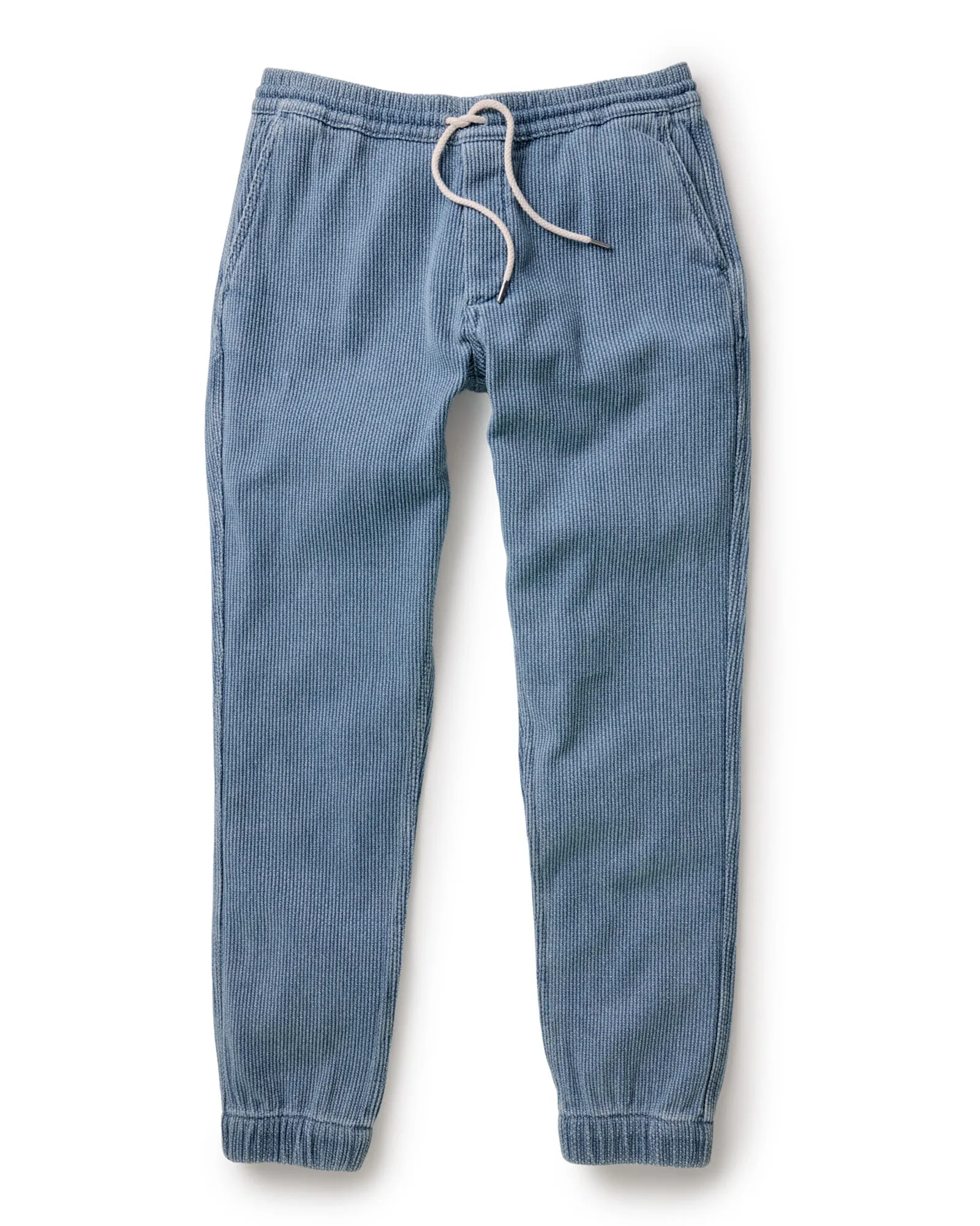 The Apres Pant in Washed Indigo Sashiko Anti Chafe Lining Long Wear