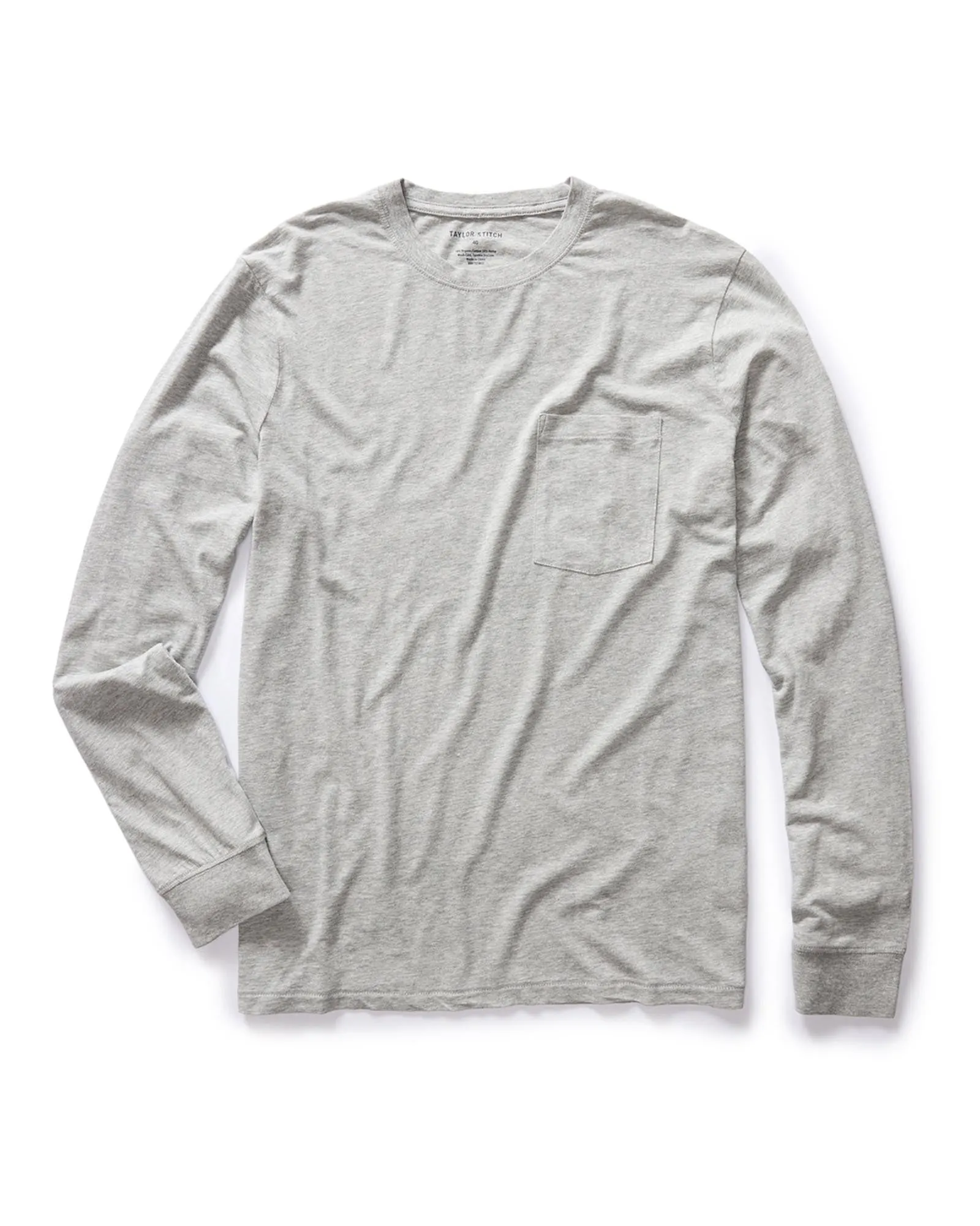 Sublimation Printed Collar Hygroscopic Fiber The Cotton Hemp Long Sleeve Tee in Heather Grey