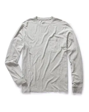 Sublimation Printed Collar Hygroscopic Fiber The Cotton Hemp Long Sleeve Tee in Heather Grey