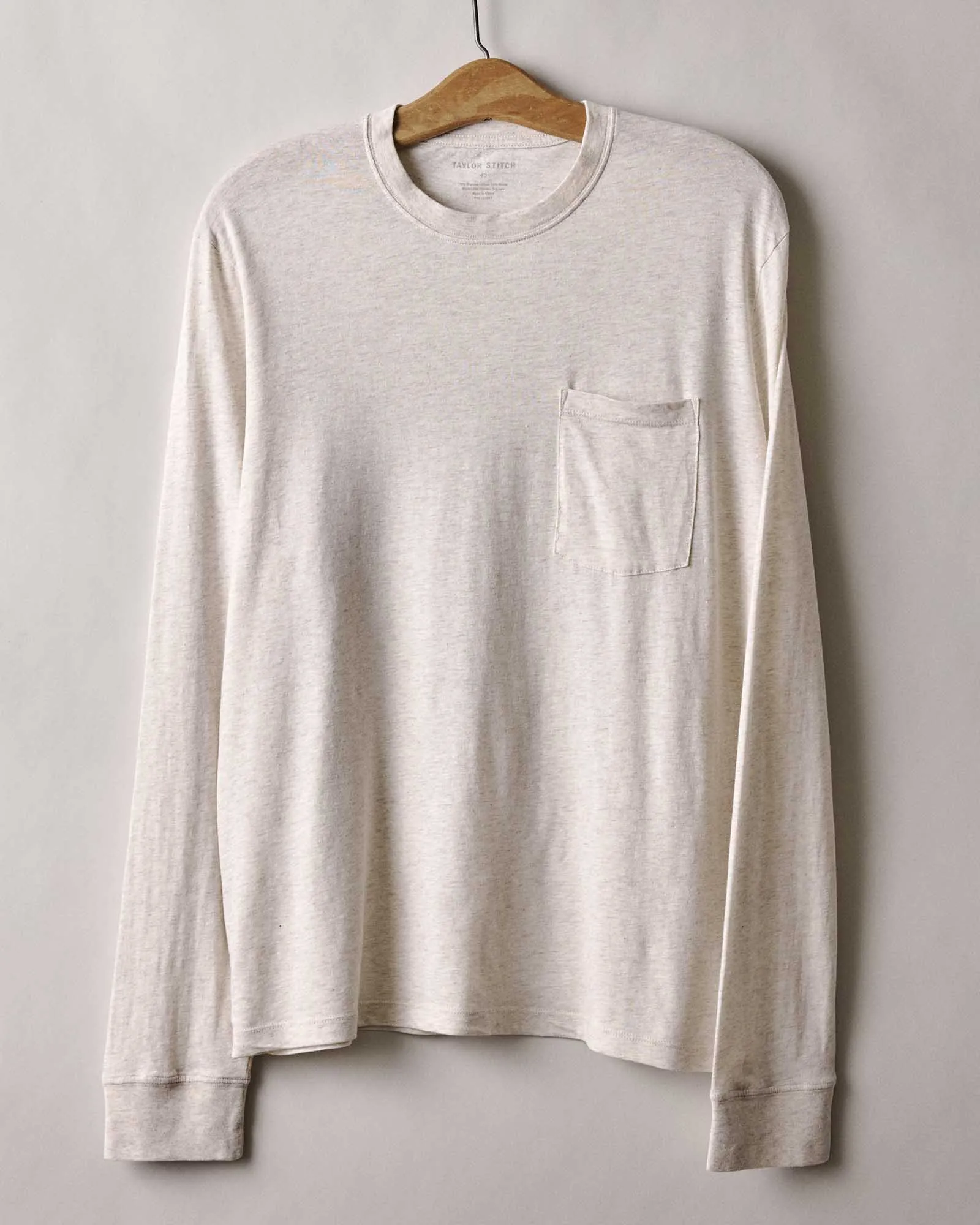 Essential layering piece The Cotton Hemp Long Sleeve Tee in Heather Oat