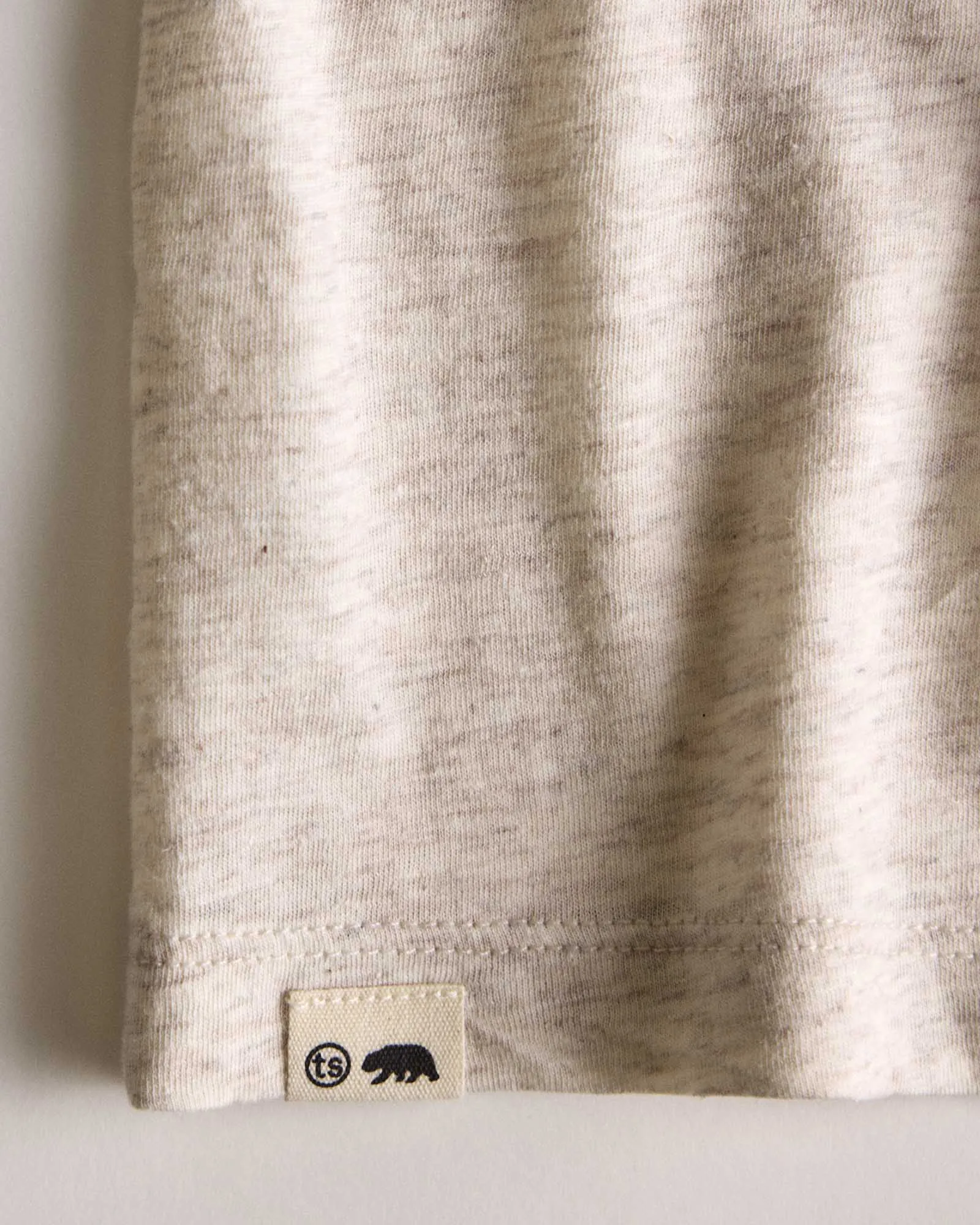 The Cotton Hemp Long Sleeve Tee in Heather Oat High Density Cotton Perfect for Travel