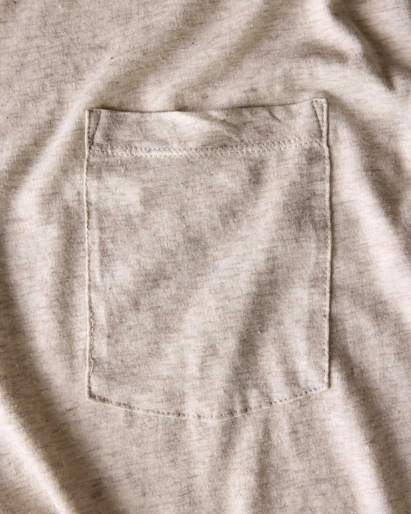 The Cotton Hemp Long Sleeve Tee in Heather Oat Soft Touch Texture
