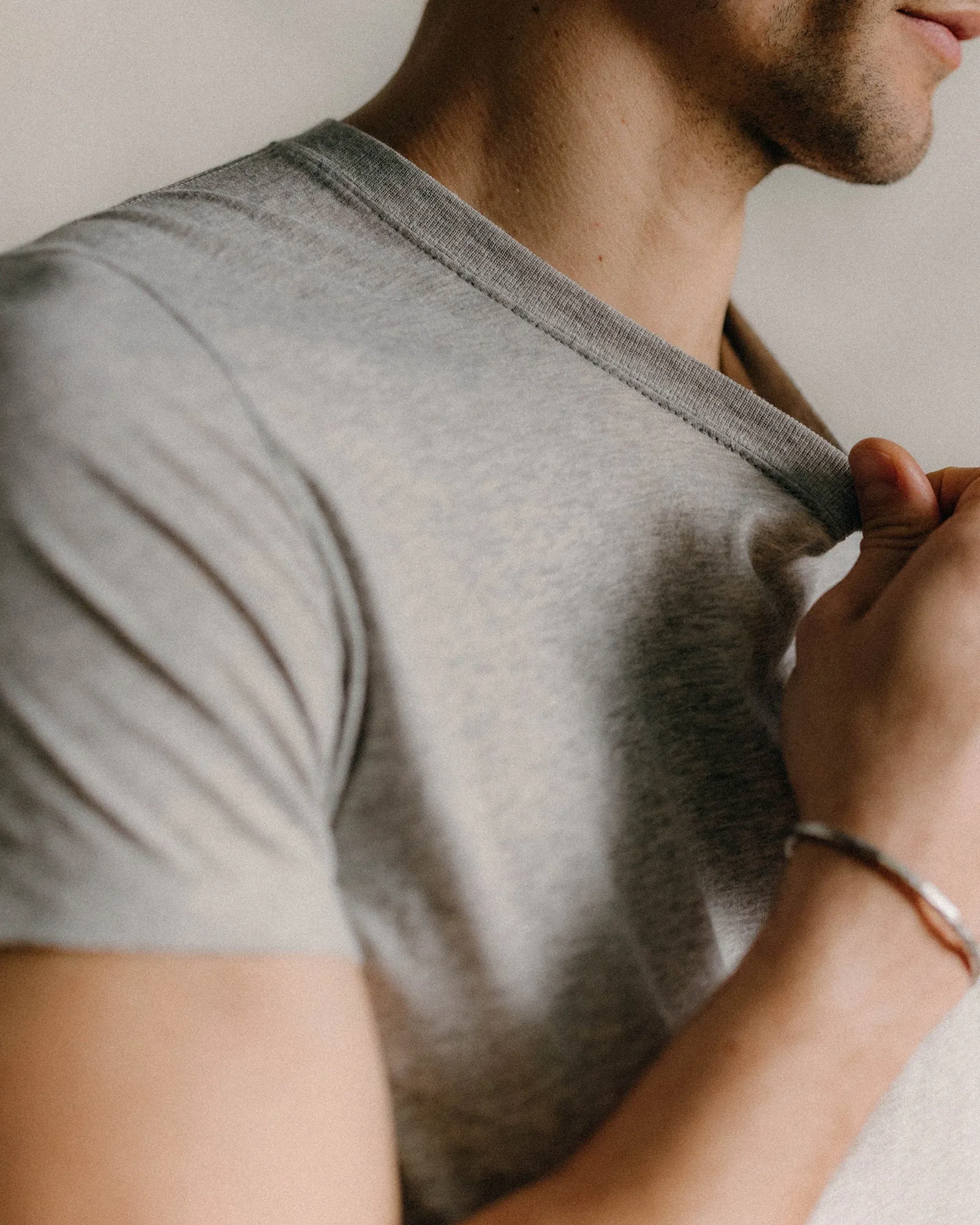 The Cotton Hemp Tee in Heather Grey Simple and Cozy Easy to Style