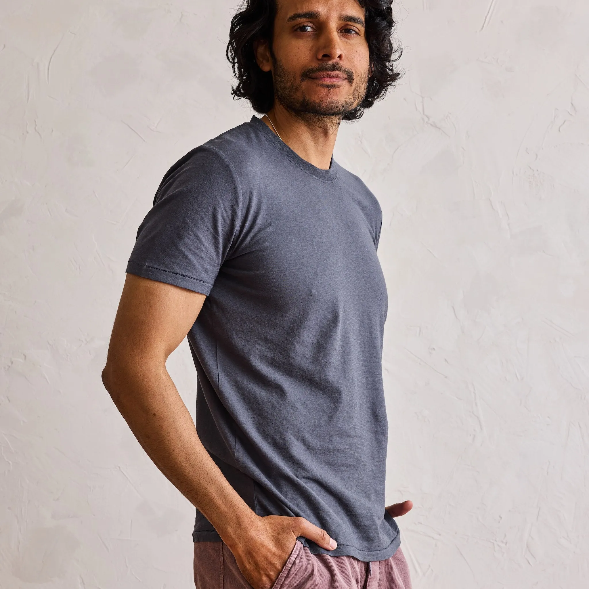 Casual Flex Wear Versatile Top The Cotton Hemp Tee in Navy
