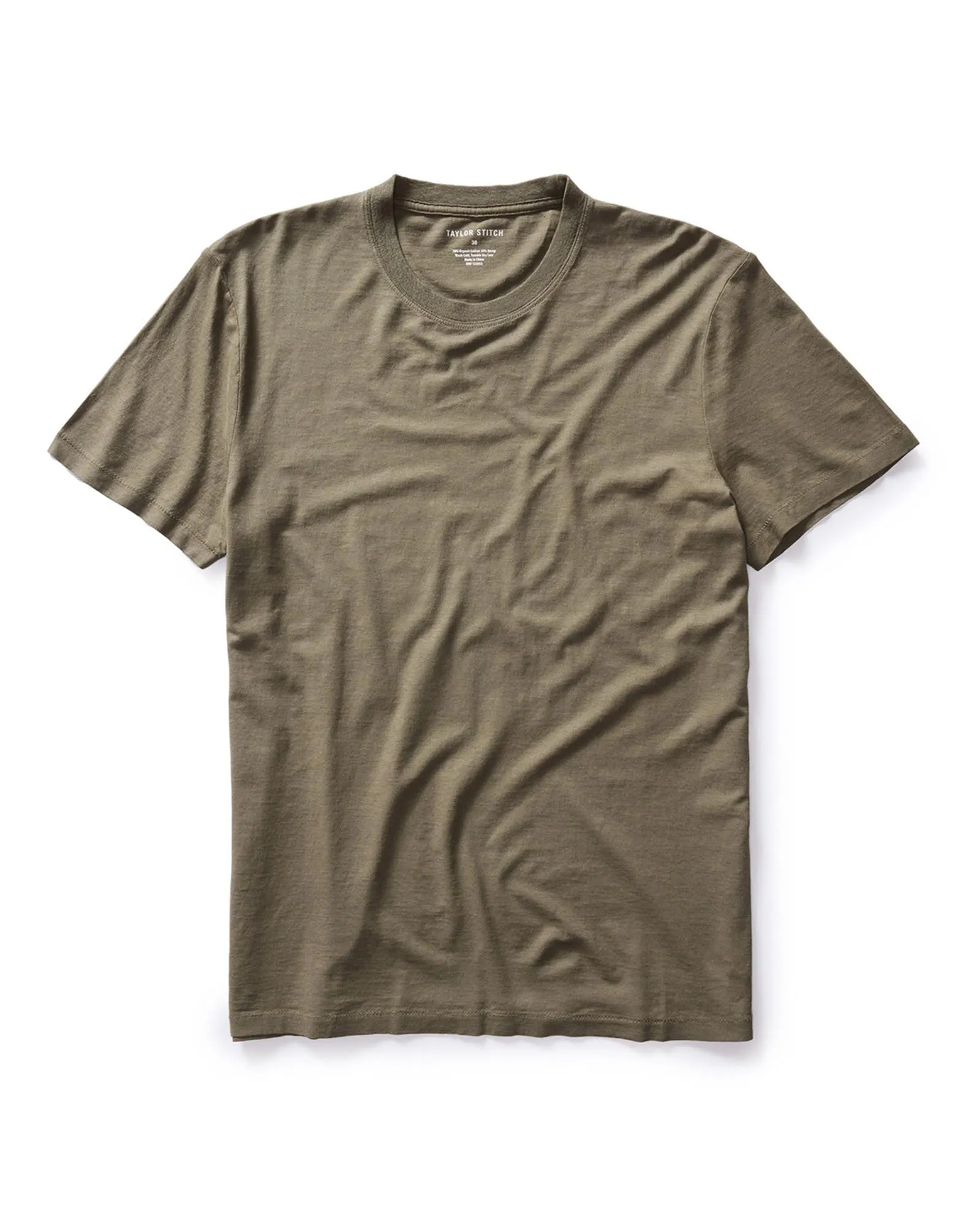Breathable Stretch Fit Spring Freshness The Cotton Hemp Tee in Olive