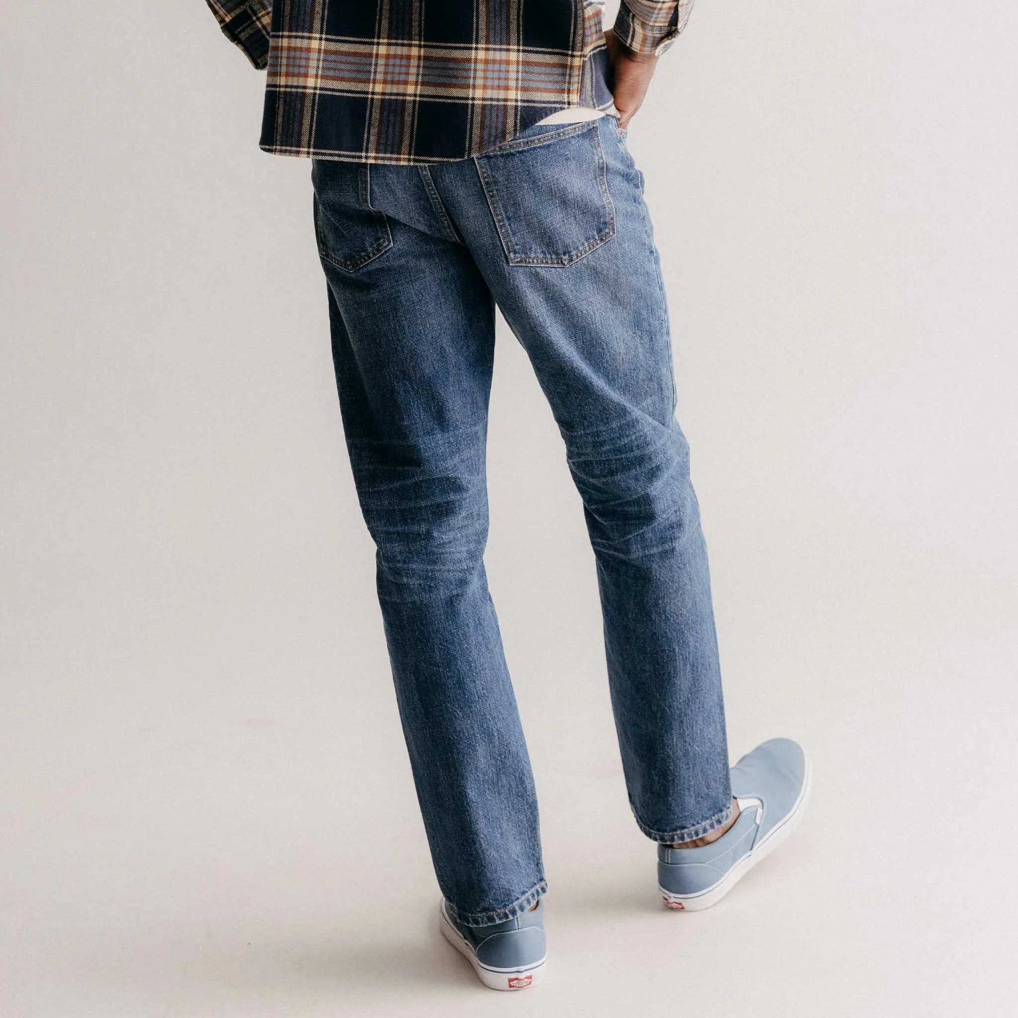 Multi Panel Construction The Democratic Jean in Mid Wash Organic Selvedge