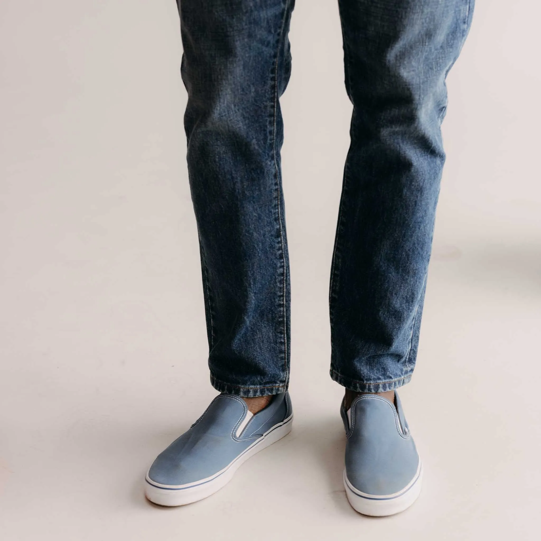 The Democratic Jean in Mid Wash Organic Selvedge Cozy Wear Relaxed Design Wear