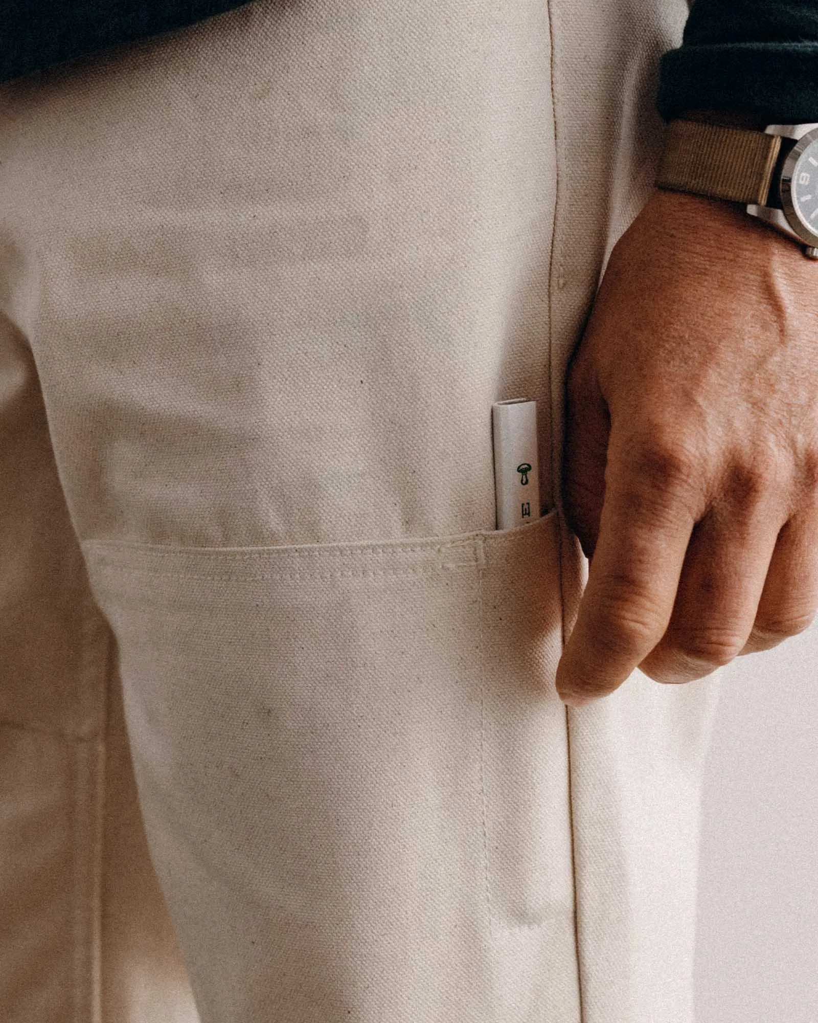 The Good Acre Chore Pant in Natural Canvas Quick-Dry Material