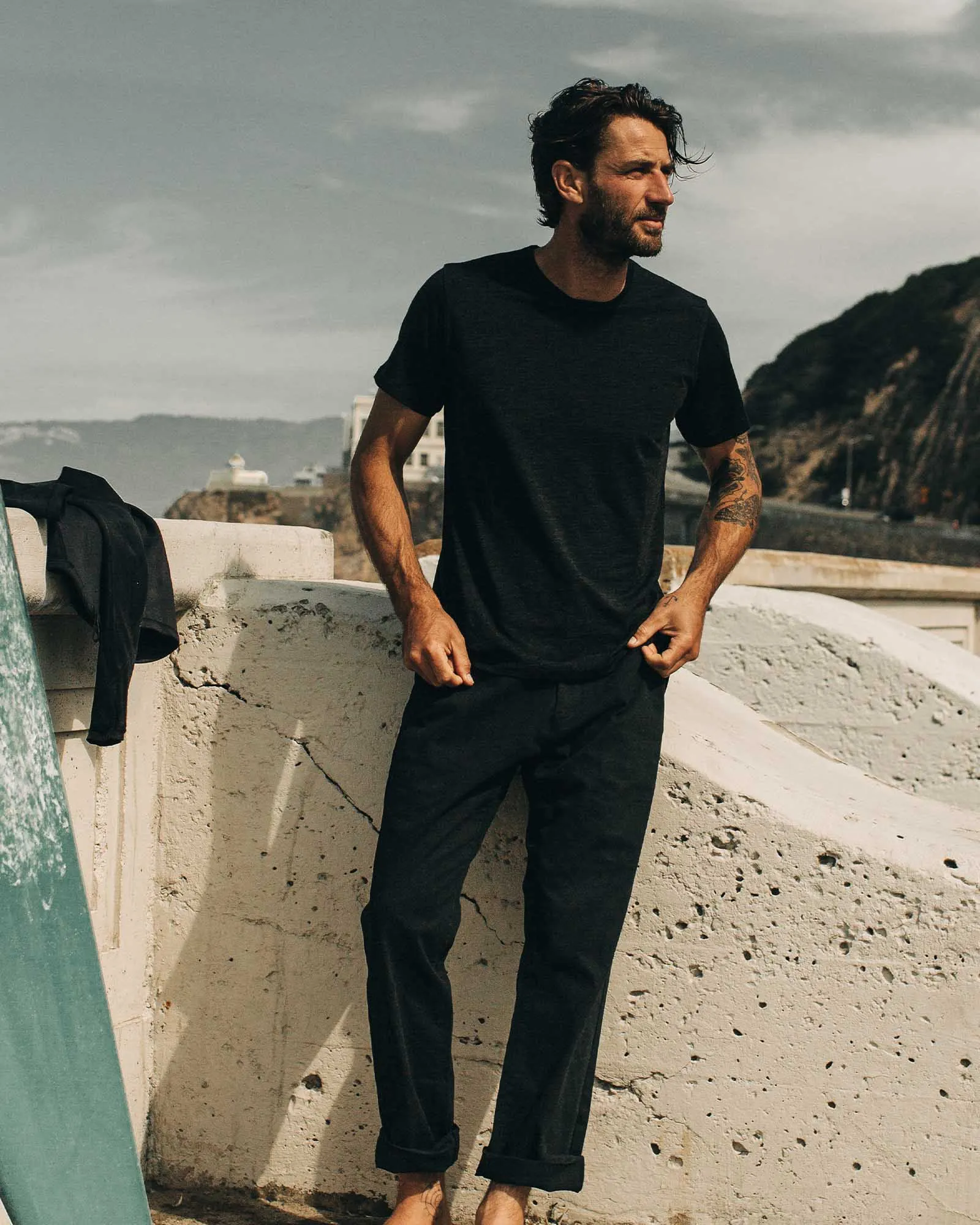 The Merino Tee in Heather Black Retro Style Everyday Look Wear