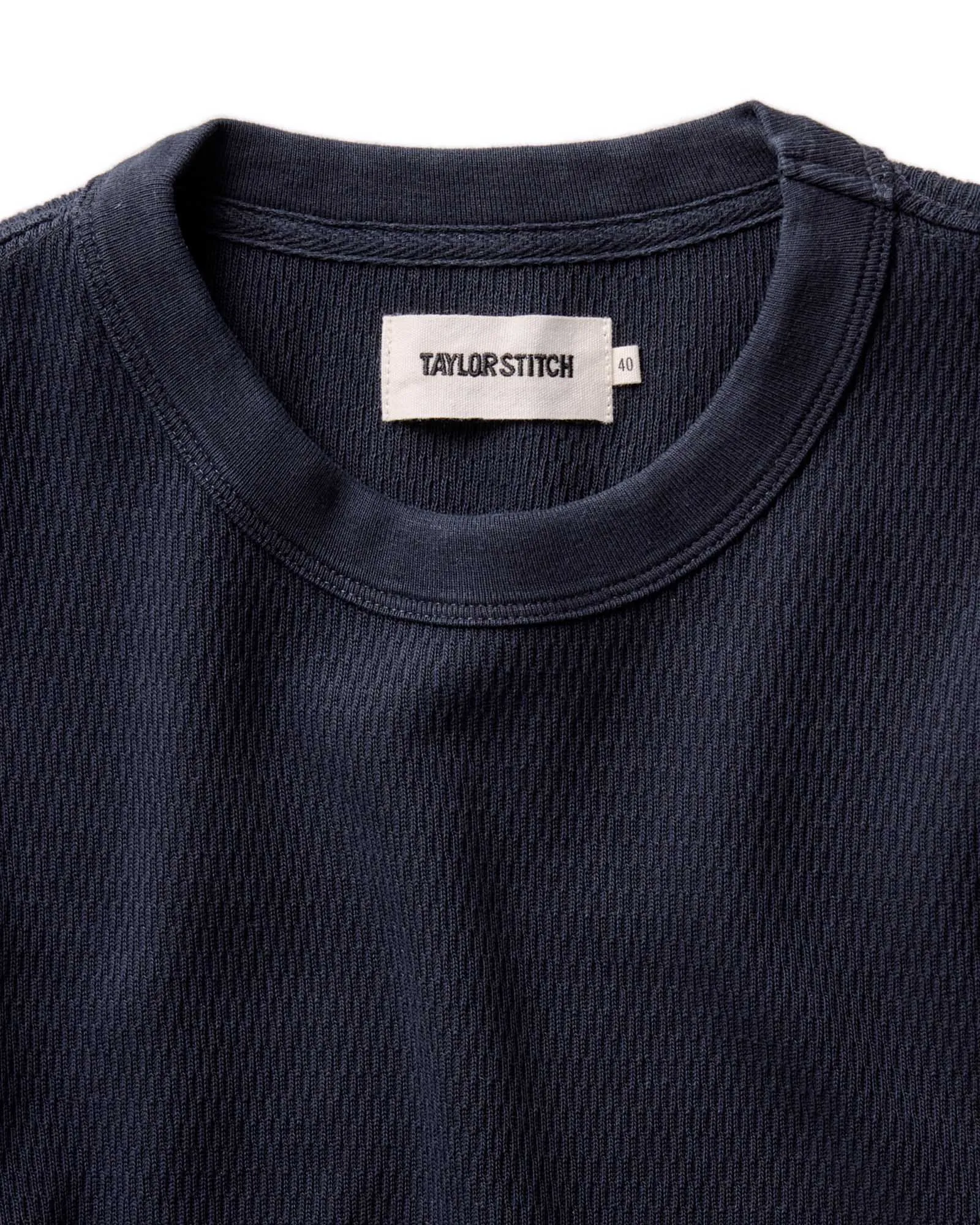 Anti-pilling Recycled Polyester Thread The Organic Cotton Short Sleeve Crew in Dark Navy Waffle
