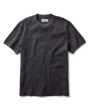 The Organic Cotton Short Sleeve Crew in Faded Black Waffle Easy Care Material Value for Money