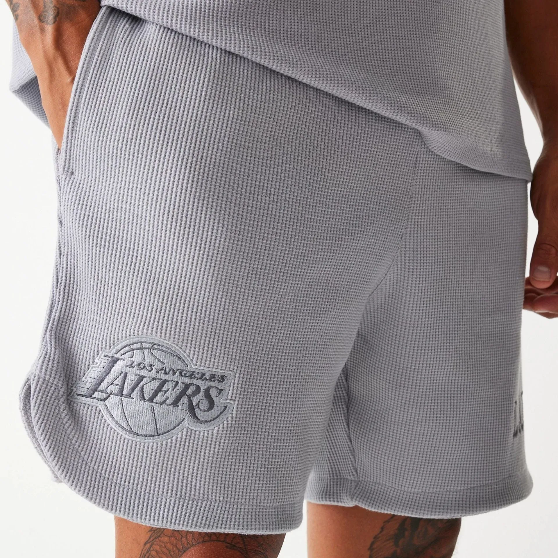 LA Lakers NBA Waffle Grey Shorts Bright Hues