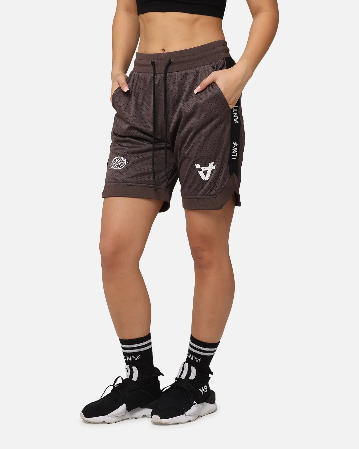 UV Protection Fabric The Anti Order Future Racing Basketball Shorts Dark Brown