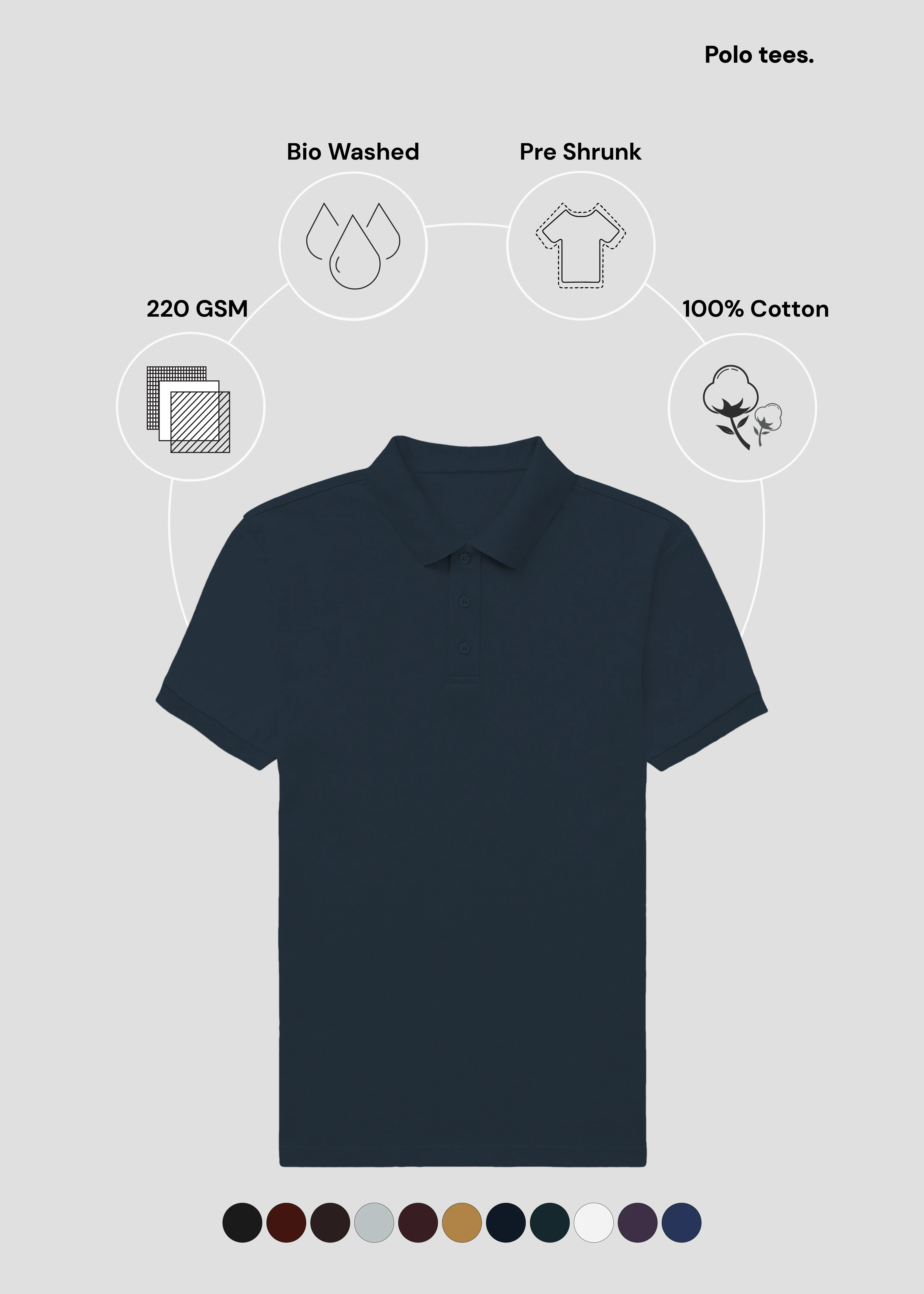Button Down Design Trendsetter Choice Navy Blue Men's Polo | MP25