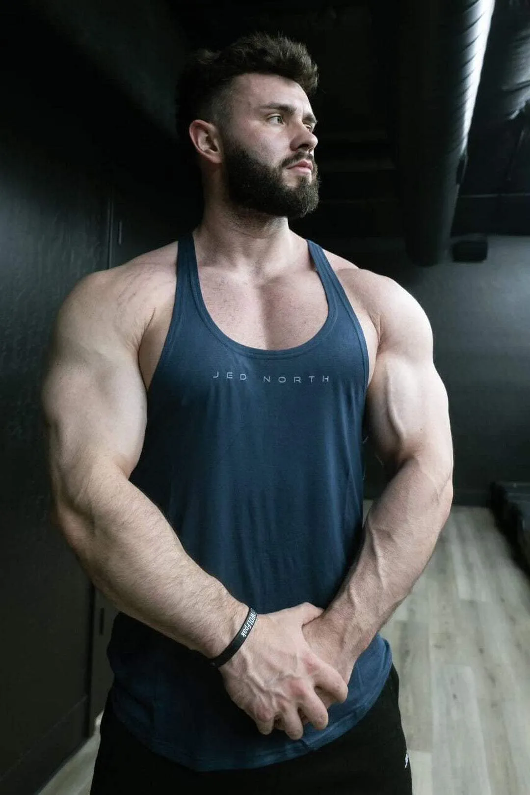 Flexible frame anti - static Classic Bodybuilding Racerback Stringer - Navy