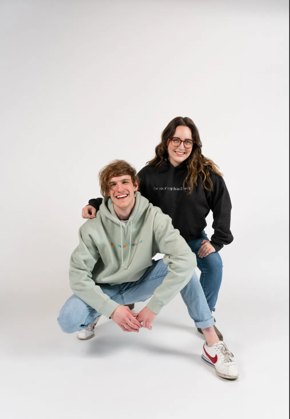 Comfy Layering Be Your Mythical Best Embroidered Hoodie (Charcoal Heather)