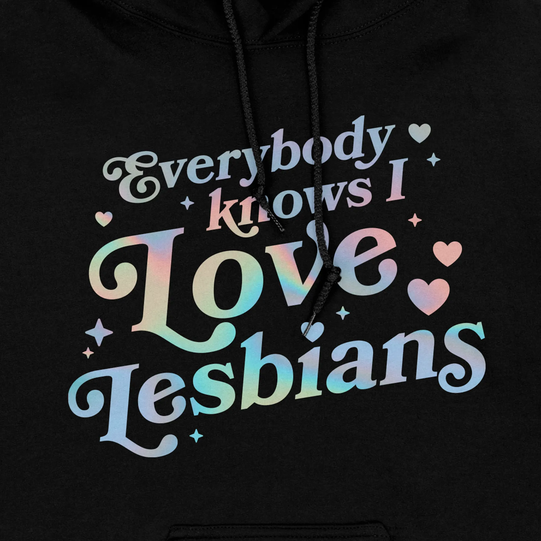 Everybody Knows I Love Lesbians Hoodie (Holographic) Pullover Antibacterial