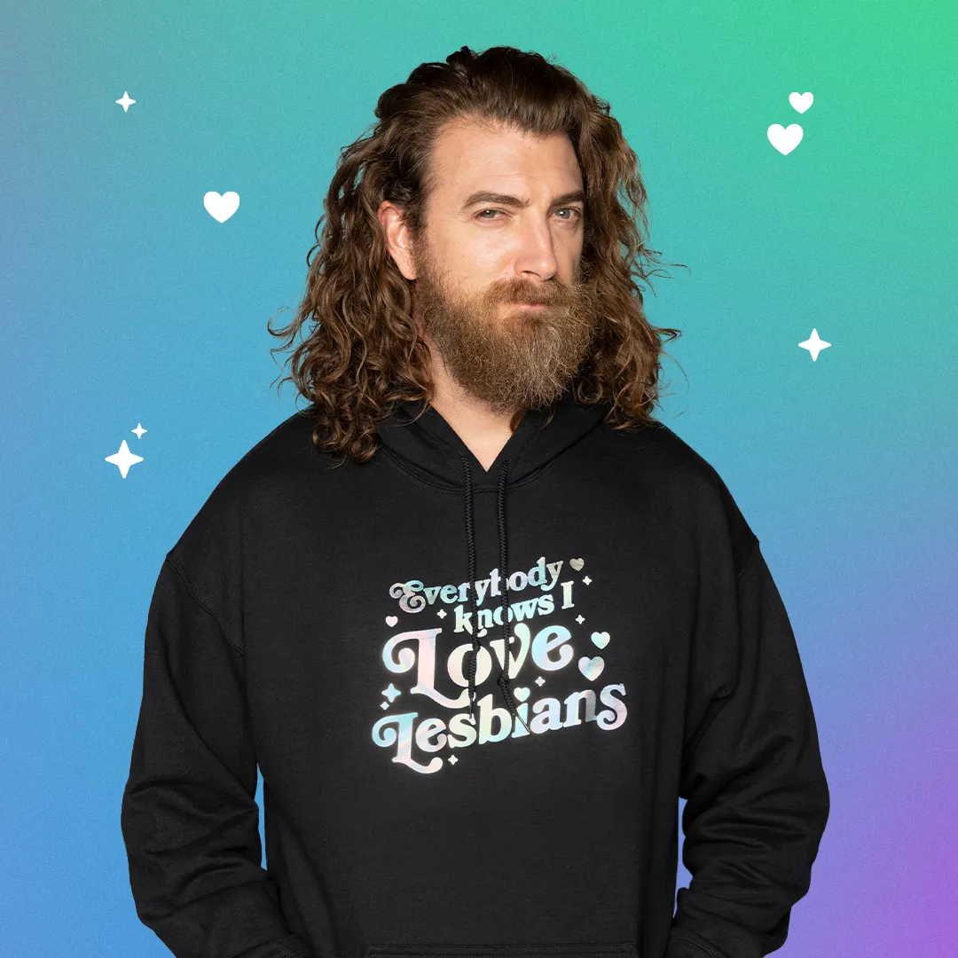 Modern Bold Everybody Knows I Love Lesbians Hoodie (Holographic)