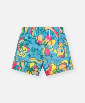 Abrasion Proof Fabric Tactical Attachment Loops Tropicalia Mesh Short