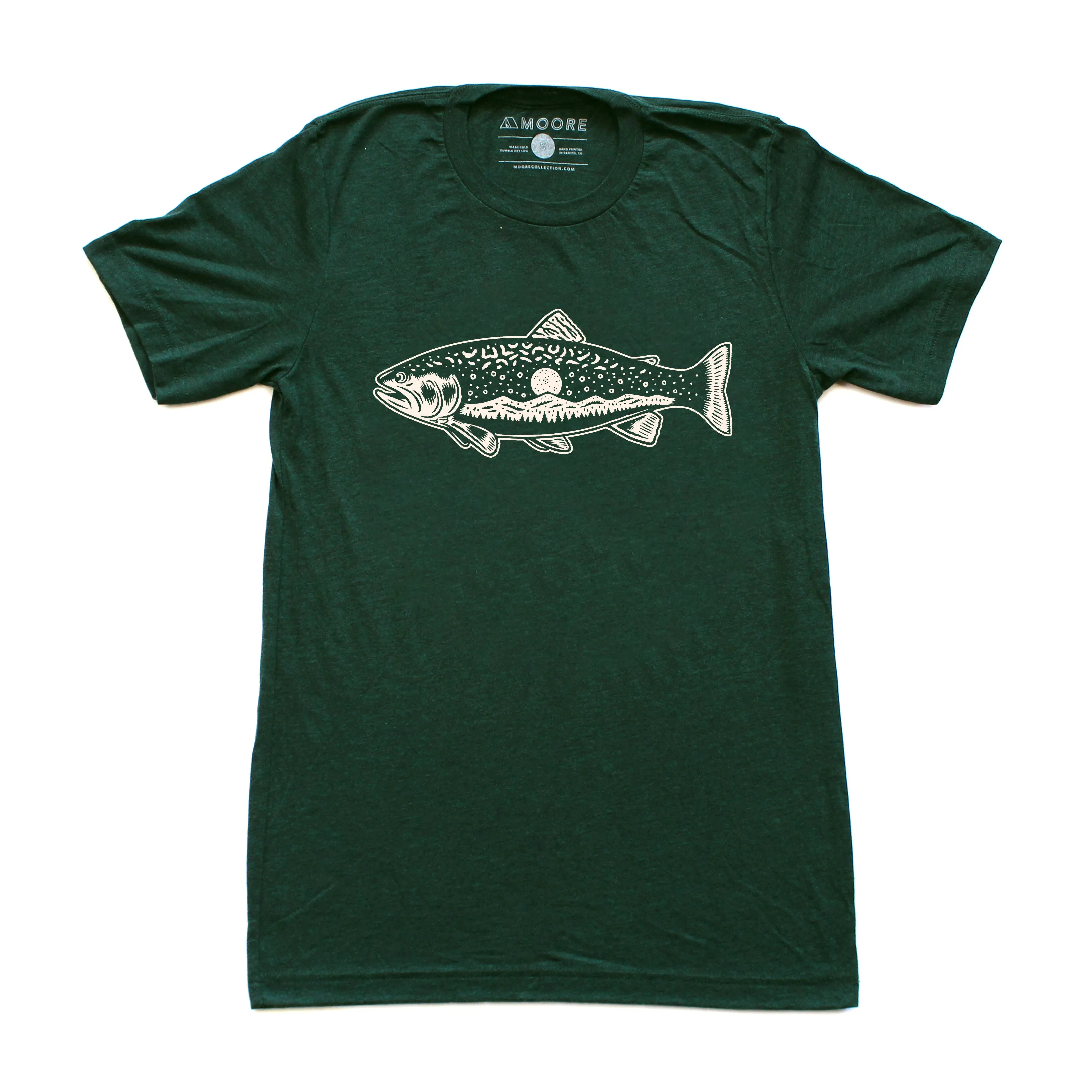 Trout Tee-Emerald Triblend Rayon blend Breathable Flex Fit