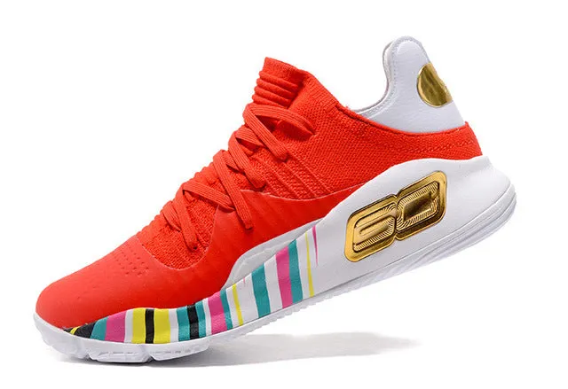 Responsive Foam Core Neutral Pronation Support Under Armour UA Men Curry 4 Light Sport Basketball Sneakers Outdoor Low Top Athletic Unique Socks Design Cushioning Shoes 40-46