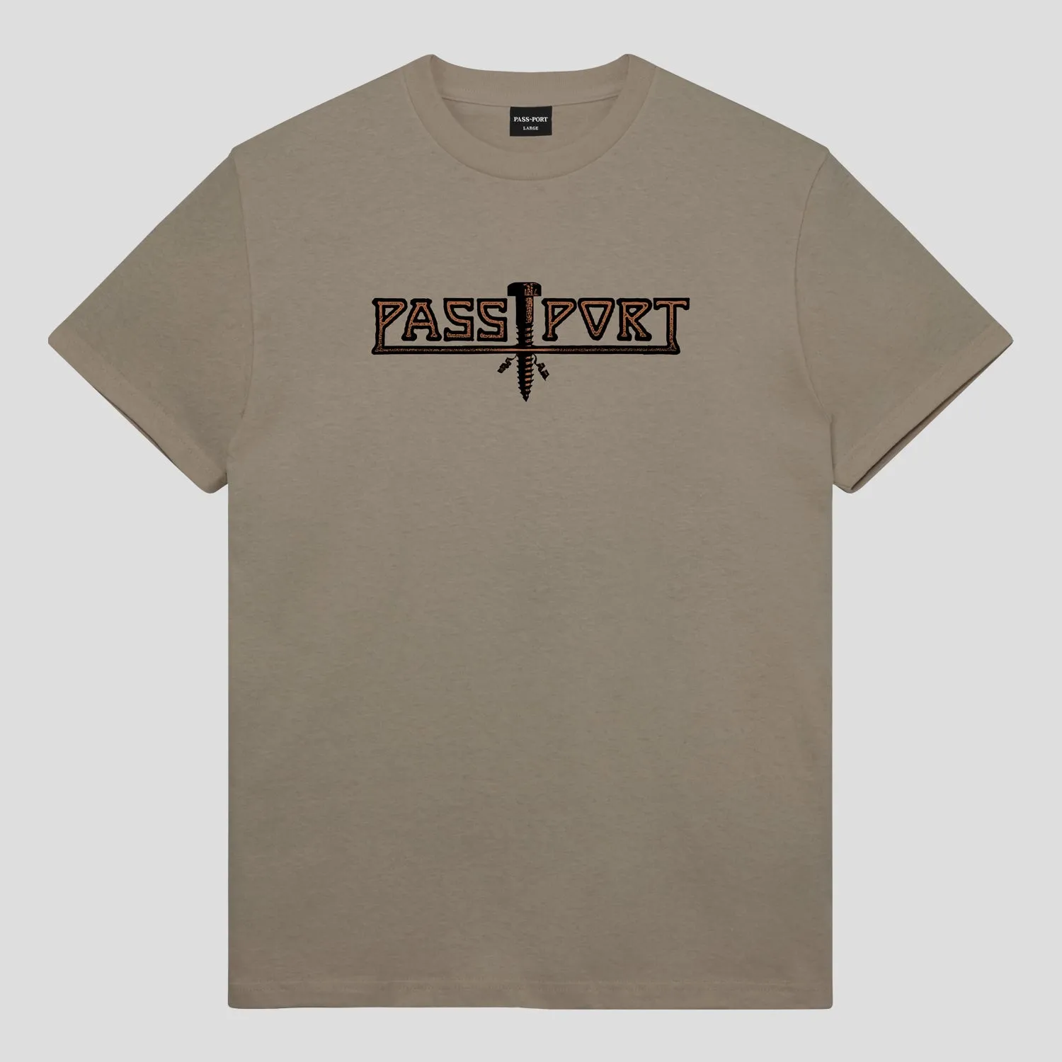 Pass~Port Screwed Tee - Khaki Sports Apparel Comfort Flex