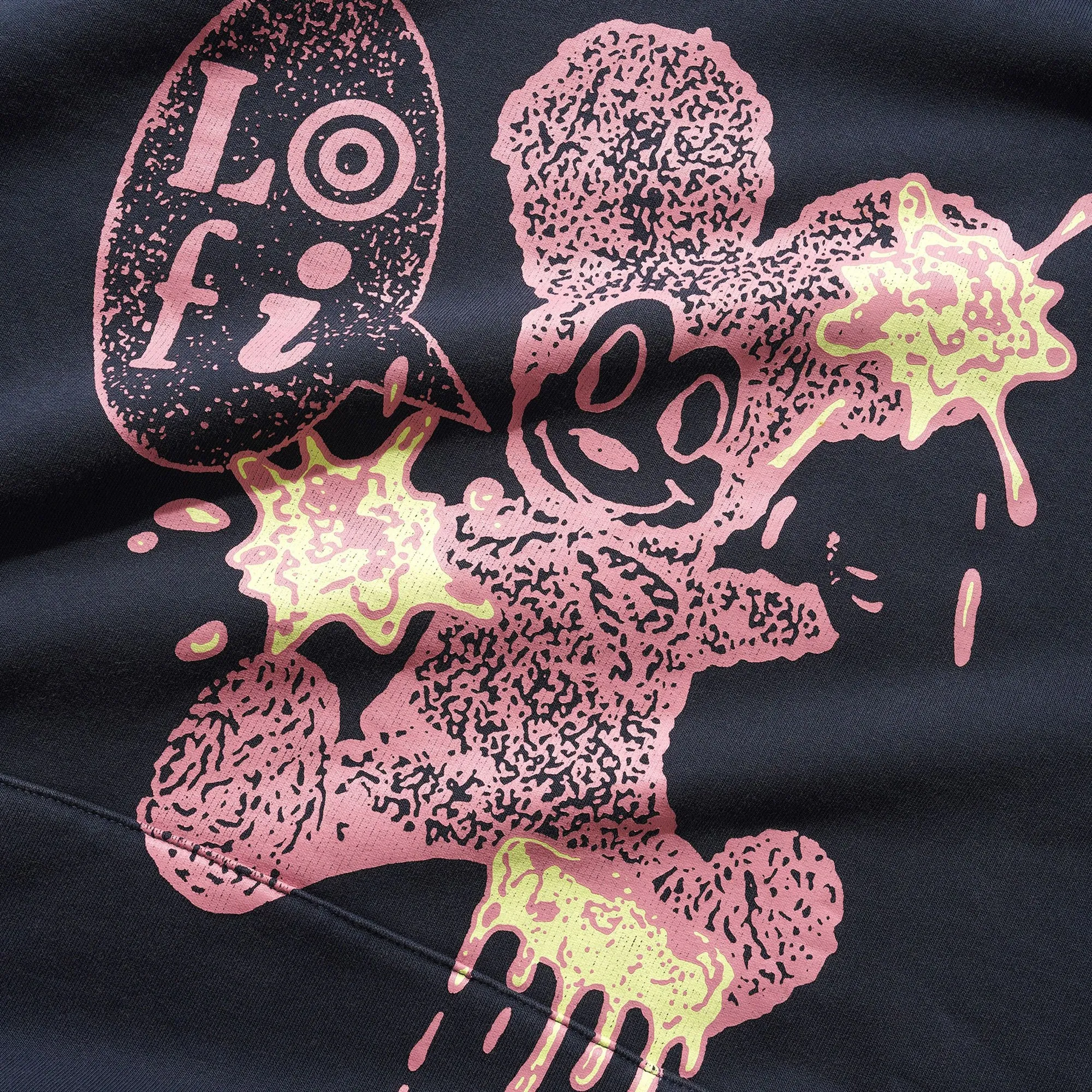 Casual Hoodie Lo-Fi Messy Pullover Hood - Navy