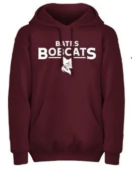 Maroon Hoodie Sweatshirt from MSP Eighty8 - Bates Bobcats Logo Street Style Vibe