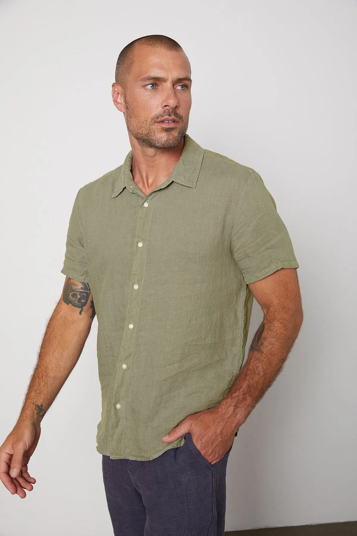 Functional Comfort MACKIE LINEN BUTTON-UP SHIRT