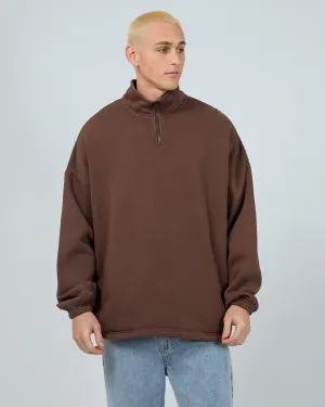 color fast Oversized 1/4 Zip Jumper Chocolate