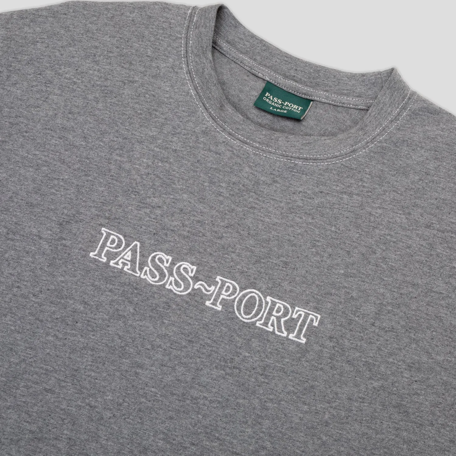 DoubleStitchedHem Pass~Port Official Organic Cotton Tee - Heather Grey