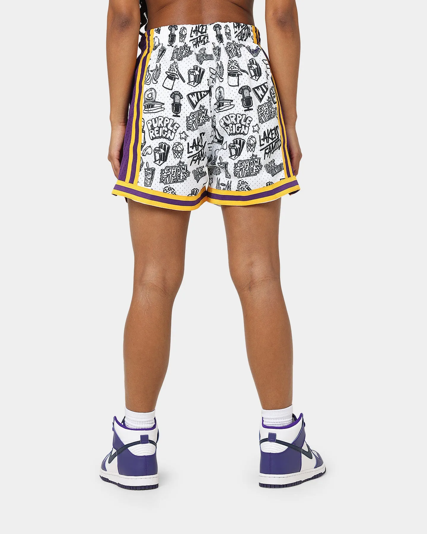 Wedges Mitchell & Ness Women's Los Angeles Lakers Doodle Shorts White
