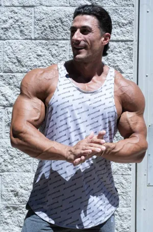 Durable Fabric Blend Anti Chafe Technology Graphic Muscle Stringer - Gray JN Logo