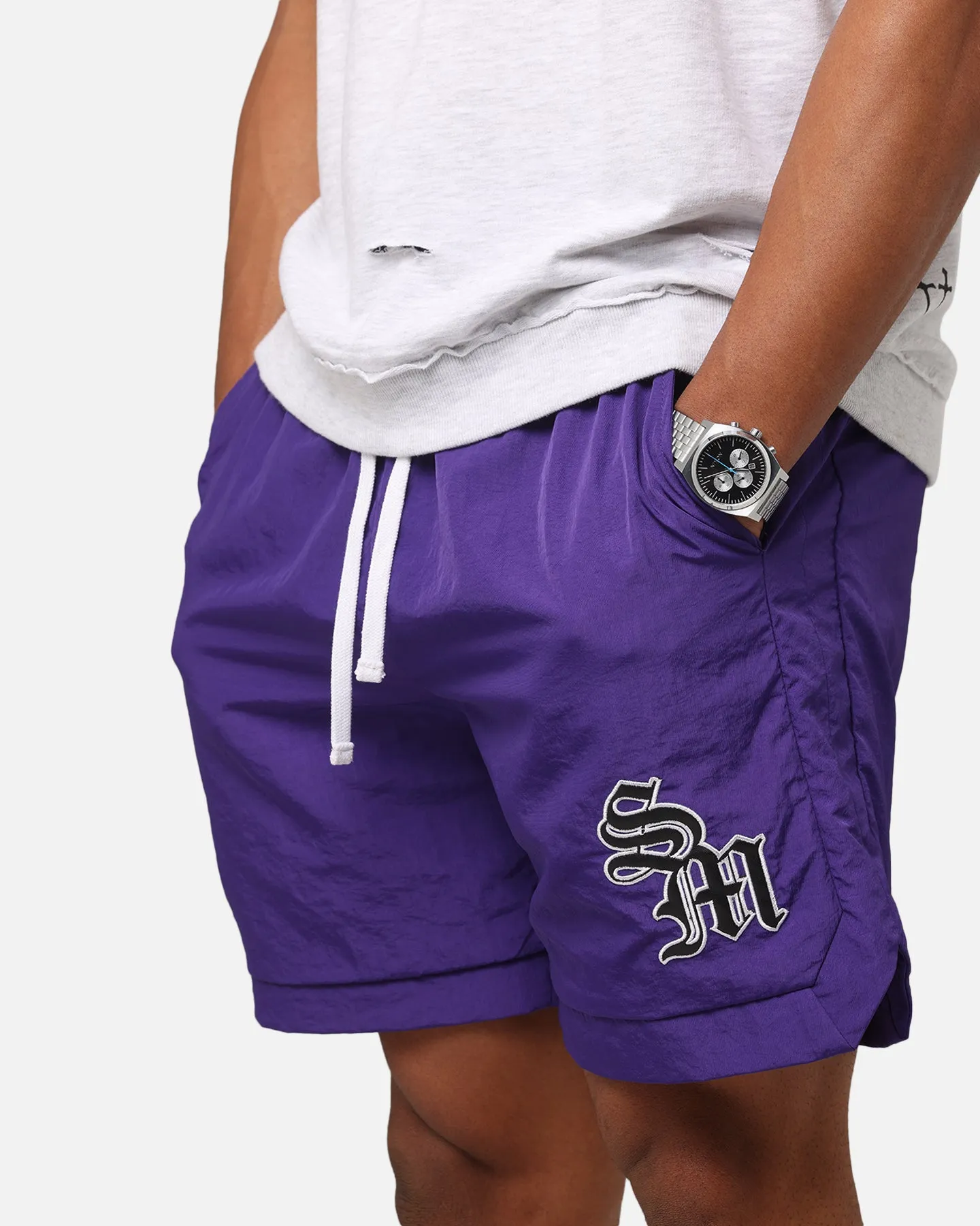 Running Shorts Saint Morta Gothic Monogram Nylon Shorts Purple