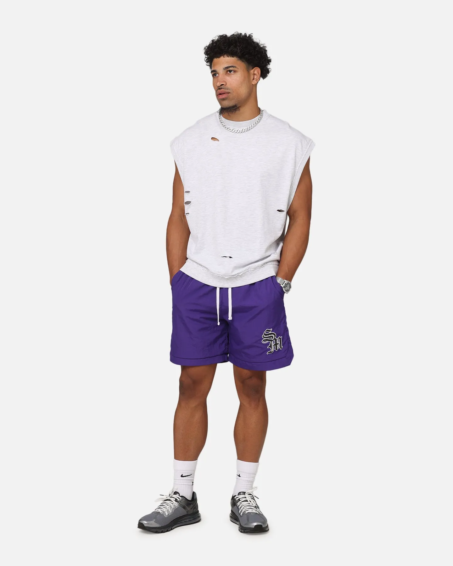 Functional Waist Day Fit Saint Morta Gothic Monogram Nylon Shorts Purple