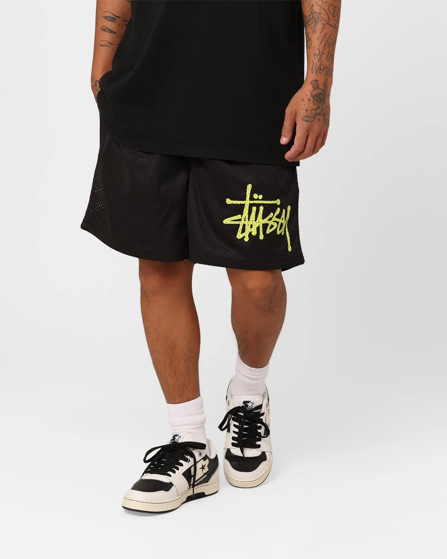 Machine washable Stussy Graffiti Mesh Shorts Black
