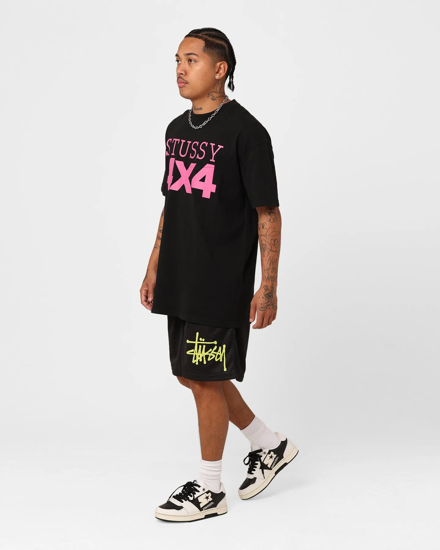 Low Profile Closure System Stussy Graffiti Mesh Shorts Black